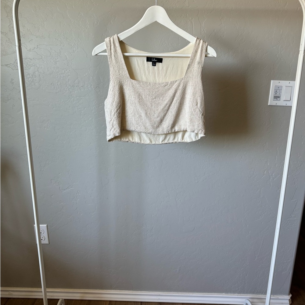 Lulu's Cream Crop Fitted Tank Top
